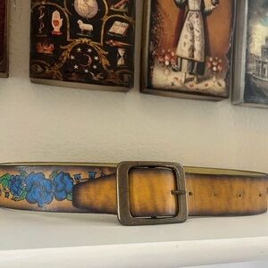 Leegin Leather‎ Belt Creative with Blue Flowers Size 30